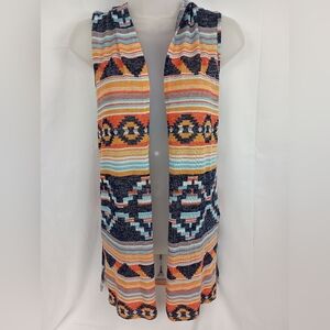 2/$30‎ Colorful Western Sleeveless Patchwork Knit Hooded Cardigan (#1,290)